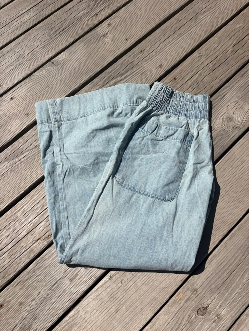 We The Free Light Blue Elastic-Waist Denim Pants